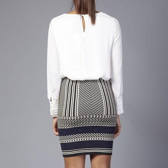 Navy Tribal Pattern Pencil Skirt - Picture 3 of 3